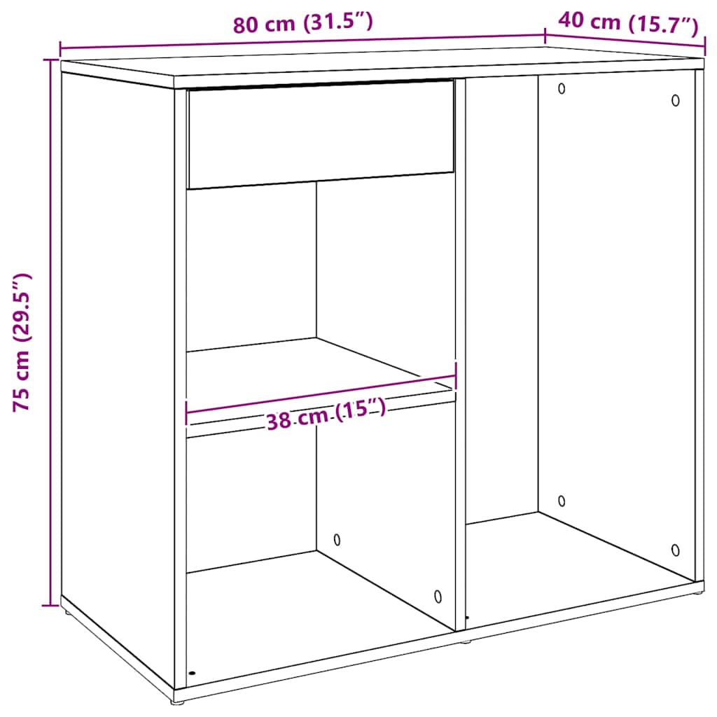 Cosmetic Cabinet Artisan Oak 80x40x75 cm Engineered Wood